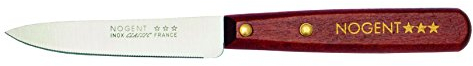 Nogent 1110 Boîte de 20 Couteaux Office « 3 ÉTOILES Classic », Lame crantée 9 cm INOX, Manche Bois de Charme teinté et Vernis.