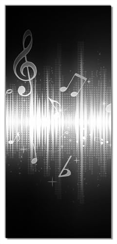 Wallario Selbstklebende Türtapete Noten der Musik in schwarz und weiß - Türposter 93 x 205 cm Abwischbar, rückstandsfrei zu entfernen