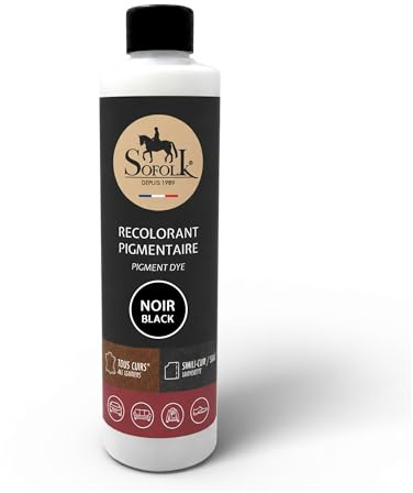 Sofolk - Pintura Cuero/Polipiel - Recoloración para cuero dañado, rayado, arañado, descolorido - Volante de coche, asiento de coche, sofá, zapatos - 500ml - 01-BLACK