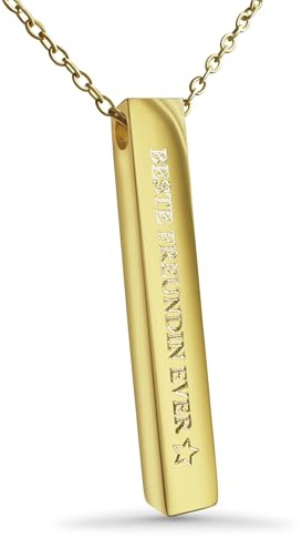 Hanessa Personalisierte Kette mit Gravur Edelstahl 50 cm mit Anhänger Rechteck Stab - Personalisierte Halskette für Männer und Frauen - Personalisierter Schmuck Damen Herren
