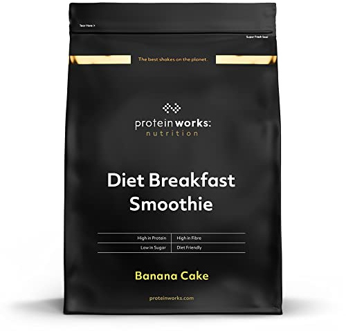 THE PROTEIN WORKS Batido de desayuno dietético | Pastel de Platano | Desayuno para llevar | Alto en proteínas y bajo en azúcar | 2kg