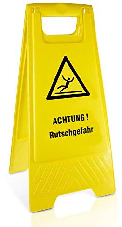 Betriebsausstattung24 Warnaufsteller Achtung! Rutschgefahr - Kunststoff - Gelb - Höhe 61 cm - zusammenklappbar - Viele verschiedene Motive