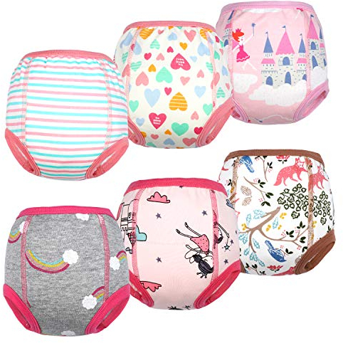 Flyish Packung mit 6 Baby Trainingshosen Töpfchen Unterwäsche Kleinkinder Windelhosen Toilettentraining Unterwäsche Entzückende Tiermuster Trainingshose MADCHEN 3 Jahre