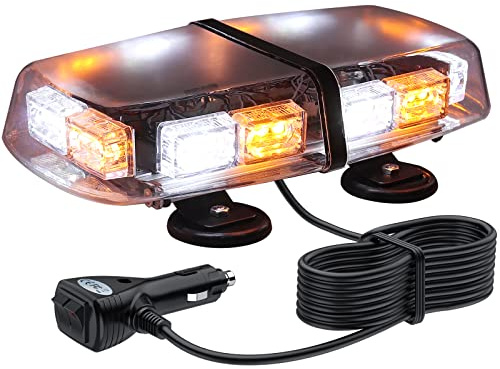 PROZOR Luz LED Estroboscópica de Emergencia 7 Modos E57 36 LEDs Lampara de Advertencia Ámbar Blanco Magnético IP67 con Enchufe de Coche12/24V para Vehículo Tractor Camión