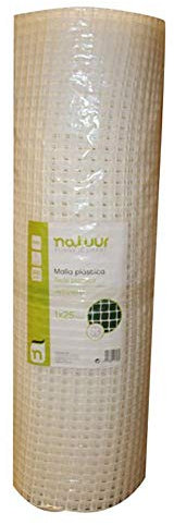 NATUUR NT121619 Schutznetz, quadratisch, 18 x 20 mm, 1 x 25MT, Kunststoff, Weiß