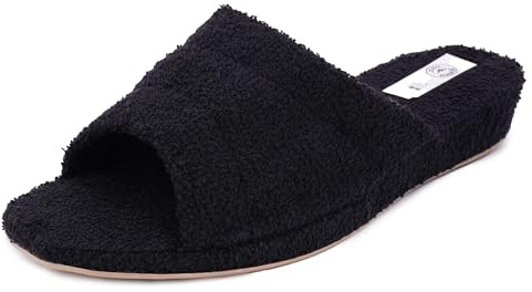 JOMIX Chaussons à Talon Compensé Sandales Compensées Sandales Femme en éponge Pantoufles pour femme, Noir, 38 EU