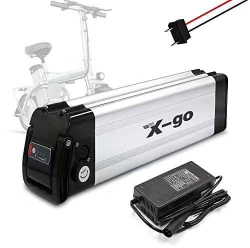 X-go Ebike Batteria, Batteria per Bicicletta Elettrica E-Bike Batteria al Litio 2 Porte con Caricabatterie, Blocco Sicuro per 750W 500W 250W 100W motore (48V 13AH 2 Port)
