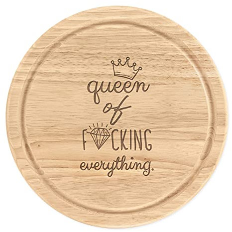 Diamante Queen Of F-King Todo Madera para Picar Tabla de Quesos Redondo 25cm
