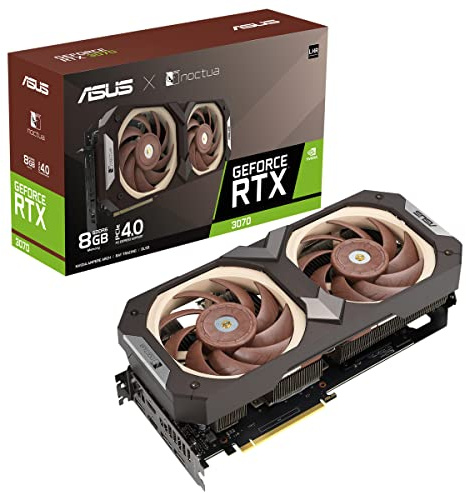 ASUS NVIDIA GeForce RTX 3070 NOCTUA Edition – Carte graphique (8GB GDDR6, PCIe 4.0, HDMI 2.1, DisplayPort 1.4a, 2 x ventilateurs Noctua NF-A12x25 PWM, dissipateur thermique sur-mesure, GPU Tweak II)