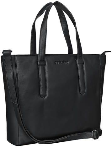 STILORD Rachel Tote Bag Leder Damen Umhängetasche Groß Schultertasche Laptop Handtasche Shopper XL Vintage Echtleder Farbe:schwarz