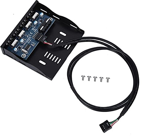 cigemay USB HUB Front Panel with 4 USB2.0 Ports, 3.5 Inch Multport Panel Floppy Bay 9 Pin to 4 Interface USB 2.0 HUB, DIY Computer Expansion Board, Replacement PC Parts for Desktop