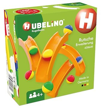 Hubelino 420640 Marble Run Slide Expansion Set- 12 pieces-Compatible with popular building block system, for Ages 4 and Up (Made in Germany)