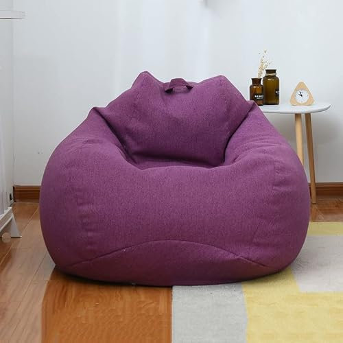 Highdi Funda de Puff sin Relleno Bolsa de Frijoles, Bean Bag Puf Protector de Sofás, Puff Cubierta Moderno para Adultos y Niños, para Sofá Perezoso Cubierta de Sillón (80x90cm,Púrpura)