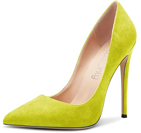 NobleOnly Mujer Aguja Alto High Heel Puntiaguada Punta Pumps Slip-on Oficina Sexy Clásico Zapatos