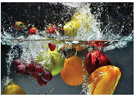 Fototapete Küche Obst Wasser - inkl. Kleister - für Esszimmer Küchetapette Vlies Tapete Vliestapete Wandtapete Motivtapeten Montagefertig (368x254 cm)