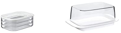 Mepal kühlschrankdose modula aufschnitt 550/3, Plastik, Weiß, 1 - Pack & Butterdose - weiß – für 250 g Butter – transparenter Deckel