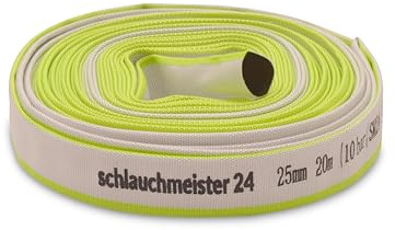 Ø 1 Zoll - 25 mm, 20 m Flachschlauch | Bauschlauch | Industrieschlauch | Synthetischer Gummi, Weiß mit Grün, 10 Bar, -20°C bis +60°