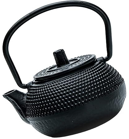 CIYODO Tetera Estilo Clásico y Elegante Pequeña Negra de Hierro Fundido Resistente Oxidación Larga Duración Adecuado para Decorar Tu Hogar U Oficina