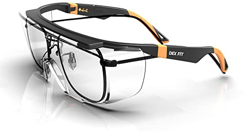 DEX FIT SG210 OTG Gafas de protección superpuestas, protección de ojos Z87, resistentes a los arañazos y antivaho, ajustables para mujeres y hombres, protección UV