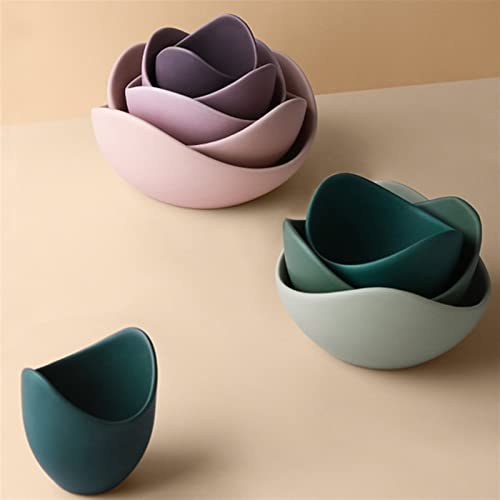 OQHAIR Obsttablett, farbige Lotus-Keramikschale und Teller-Set, Obstteller, Dekoration, Aufbewahrung, Ornamente (Farbe: Mint)