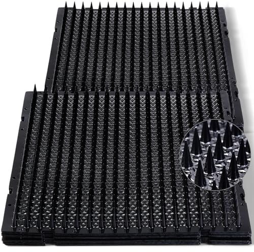 Katzenabwehrmatte für den Außenbereich, Kunststoff, biegbar, mit Spikes, Haustier-Matten mit Spikes, 47 m², 40,6 x 33 cm, Schwarz, 16 Stück