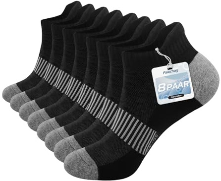 Falechay Socken Herren 43-46 Sneaker Socken Herren Kurzesocken Sportsocken für Damen Laufsocken 8 Paar Atmungsaktiv Socken,Schwarz 43-46