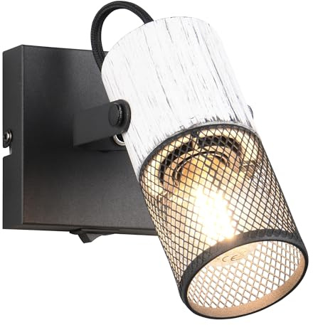 Trio Leuchten Wandspot Tosh 804370134, Metall Schwarz matt, Holz Weiß, exkl. 1x E27 |