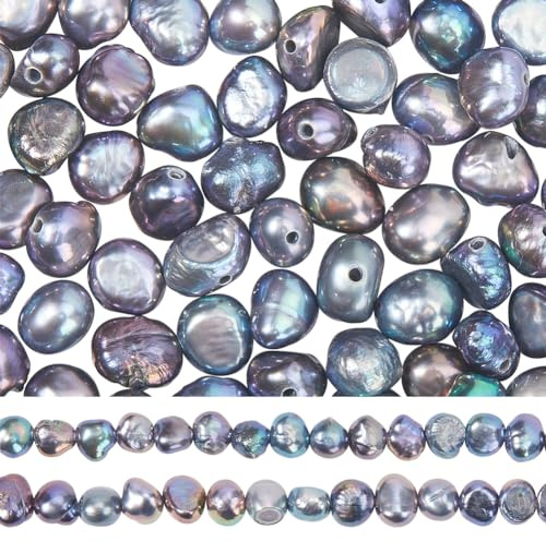 SUNNYCLUE 1 Scatola di Circa 120 Pezzi di Perle Nere Barocche Perle d'Acqua Dolce Coltivate Naturali A Forma Pepita Autentiche Keshi per Creazione Gioielli Forniture Perline AR