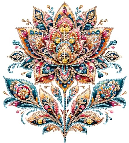 Stalente Diamond Painting Kits for Adults Flower, 5D Special Shape Diamond Art Kits for Beginners, Crystal Rhinestones Diamond Painting for Home Wall Decoration Gift 12×12inch, Lotus