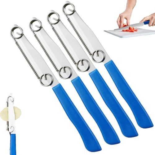 Schnellschneidemesser, Edelstahl Mehrzweck Gemüseschneider, Quick Slicing Knife, Multifunktions-Obstmesser mit Verstellbarer Feder, Obst Gemüseschäler Für Kartoffel Karotte Gurke etc (4)