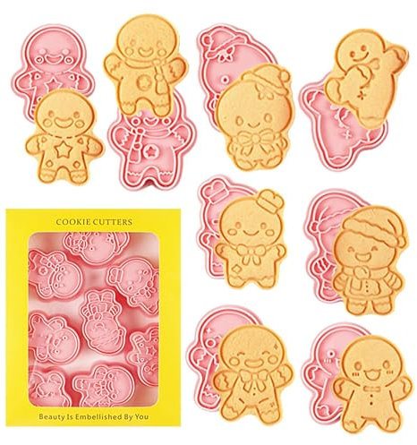 Formine per biscotti di pan di – 8 x utensili da cucina | Set di stampi per biscotti di pan di per Natale, vacanze, decorazioni per feste
