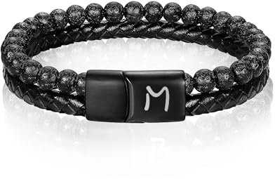 HAYOUWAY Lederarmband Herren mit Gravur A-Z Armband Herren Leder mit Buchstaben Armband Personalisierte Armbänder für Herren Geburtstagsgeschenk Weihnachtsgeschenke für Männer Papa Freund Sohn Ehemann