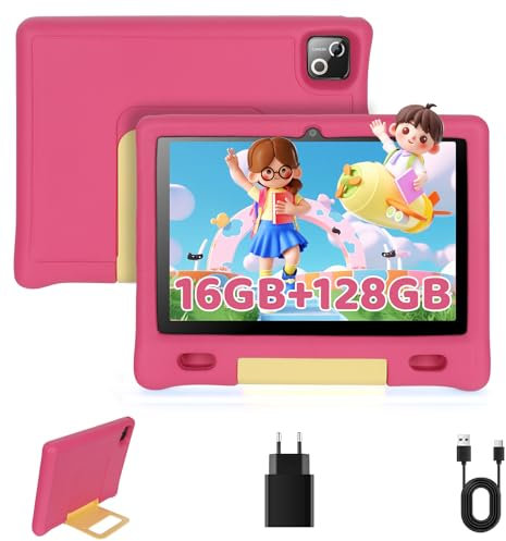 Whitedeer Tablettes pour Enfants Octa Core avec 16GB RAM 128GB ROM TF 1TB, Tablette 10 Pouces Android 14, Wi-FI 6/BT 5.3, Widevine L1, 5000 mAh, Contrôle Parental Cadeau Educative Enfant