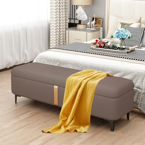 Polsterbank aus Kunstleder, Ottoman-Bank für Schlafzimmer, Wohnzimmer, Eingangsbereich, Flur, rechteckige Kaffeebank mit Stauraum, 80 x 39,9 cm, stilvolles und funktionales Möbelstück