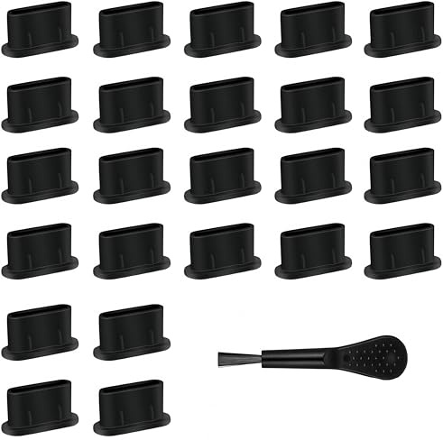 Zhenghebuy Anti Dust Plugs,20 Pieces Silicone Dust Plugs,Type C Dust Plugs,USB C Dust Plug,Charging Port Cover for Most Type C Mobile Phone Tablet(Black)