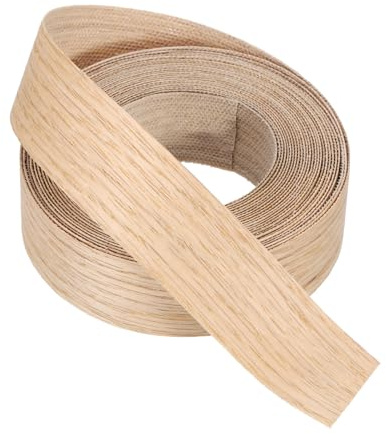 PATIKIL Cinta de borde de madera de roble rojo, 1-1/2 pulgadas x 25 ft Cinta de haya preencolada para borde de madera contrachapada flexible con adhesivo Hot Melt para la restauración de muebles