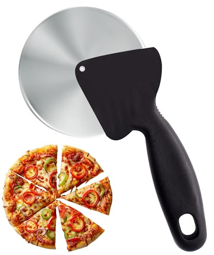 HiFEN® Pizza Cutter, Stainless Steel Pizza Cutter Wheel – Sharp, Durable & Ergonomic Handle for Effortless Slicing of Pizza, Pastries & More (Black & Red)