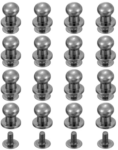 sourcing map 16 rivetti a testa sferica con vite posteriore da 6 mm a testa rotonda, per fai da te, lavori in pelle, borse, scarpe, cinture, riparazioni, nero metallizzato