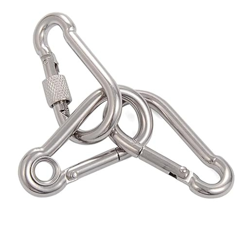 Mosquetón Clip, Mosquetón de resorte multifuncional de acero inoxidable 304, gancho de anillo de bloqueo de enlace rápido, grillete de presión, gancho de sujeción de cadena(1 PCS With Nut M4)