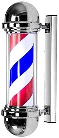 Poste de barbería de 50 cm, luz de Pared roja y Azul, Giratorio, para peluquería, Letrero con Logotipo para Exterior, Resistente al Agua