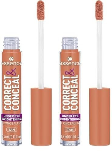 essence CORRECT & CONCEAL under eye brightening concealer, Nr. 30, Orange, aufhellend, farbkorrigierend, natürlich, für sensible Haut, vegan, ölfrei, ohne Parfüm, ohne Alkohol, 2er Pack (3.5ml)