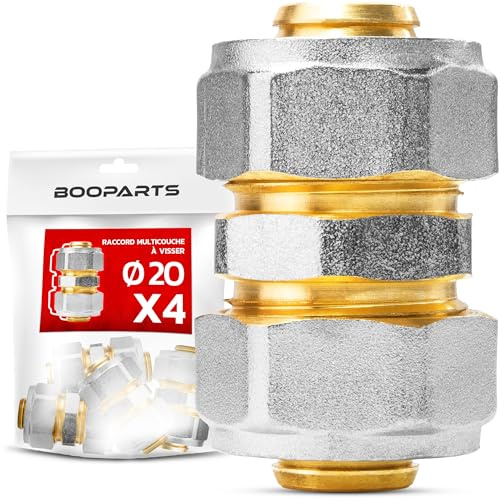 BOOPARTS – 4 piezas – Conexión multicapa 20-20 a rosca – manguito multicapa igual – accesorio de plomería para tubo multicapa 20