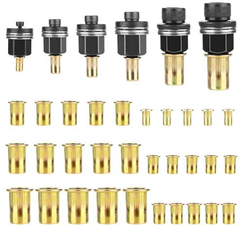 6 Piezas Remachadora Manual de Cabezales Kit, Contiene 30 Tuercas, M3, M4, M5, M6, M8, M10 Remachadora de Tuercas Accessori