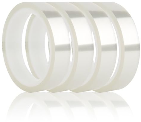 Jesiah 4 Rolls Heat Resistant Sublimation Tapes, 20mm* 33M Heat Proof Press Tape Clear High Temperature Polyimide Heat Transfer Tape for Electronics 3D Printing Circuit Board DIY Crafts