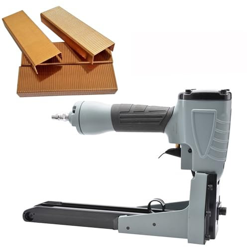 Agrafeuse pneumatique pour carton ondulé, agrafeuse industrielle pour fermeture de cartons, plage de clouage 15-18, profondeur et serrage réglables, 100 agrafes, pour lignes d'emballage de boîtes