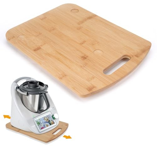 Gleitbrett Kompatibel mit Thermomix TM6 / TM5, Premium Bambus Brett für Thermomi mit Rollen, Leicht Gleitendes mit Handgriff, Schnelles Bewegen Rollbrett für Thermomi Vorwerk Küchenmaschine