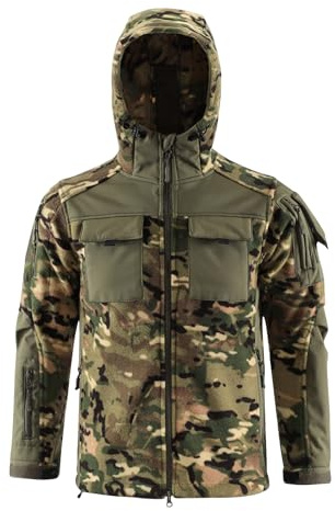 MOKBAY Camouflage Jacke Herren Camo Tarnung Jacke Army Flecktarn Angeljacke Jagd Feldjacke Tactical Jagdjacke Militär Softshelljacke