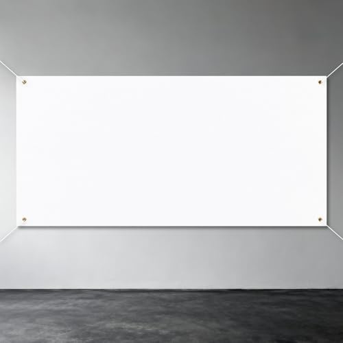 Große Leere Banner, 120x60cm Polyester Oxford Stoff Sublimation Leere Banner mit Aufhängeseilen DIY Set für Innen Außen Wand Geschäft Büro (Weiß)