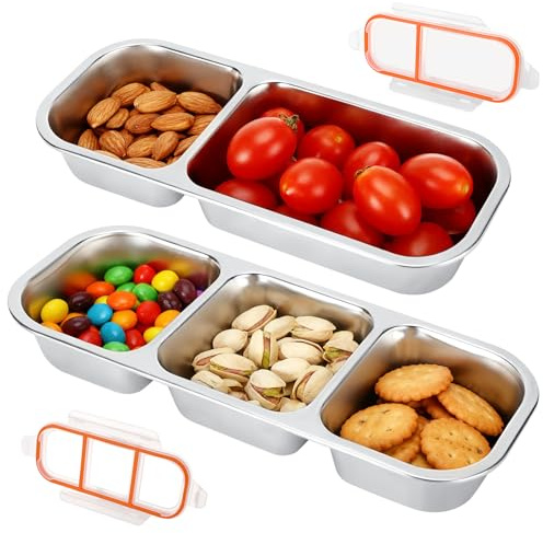 Alitree 2 Pezzi Contenitore per Pranzo in Acciaio Inox a 2/3 Scomparti