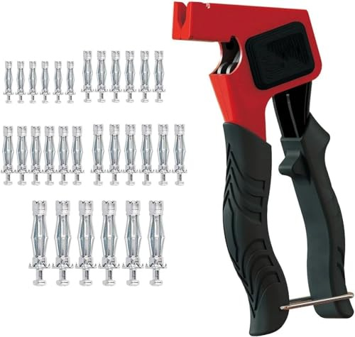 Hohlraumdübel Metall Hohlwanddübel Gipskartondübel Set,mit 30pcs M4/M5/M6 Hohlraum Metalldübel mit SchraubenGeeignet,Karbonstahl Montagezange für Spreizdübel, Dübel Gipskarton, Toggle Bolts